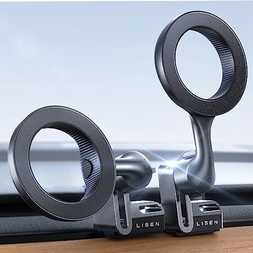 LISEN Mag Safe Phone Mount for Tesla Model 3 & Y – Secure, View-Friendly Holder for i Phone 16 Pro Max, Plus, 15 & 14 – Effortless Installation & Enhanced Stability for Ultimate Driving Convenience – Not Compatible with 2024 Models
