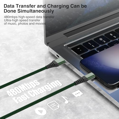 High-Speed Braided USB A to Type C Charger Cable Set – 5 Pack of 6 ft Fast Charging Cables for Samsung Galaxy S Series, Note Series, and Moto G Series – Durable Dark Gray Design for Maximum Flexibility and Compatibility