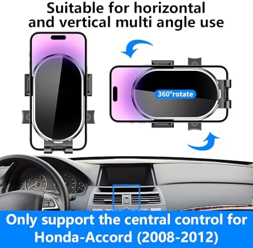 Premium Car Phone Holder for Honda Accord 2008-2012 EX-L V6 – Enhanced 360-Degree Rotation Dashboard Mount with Bar Display for Optimal Navigation and Hands-Free Convenience – Stylish Automotive Accessory for Seamless Integration and Easy Installation