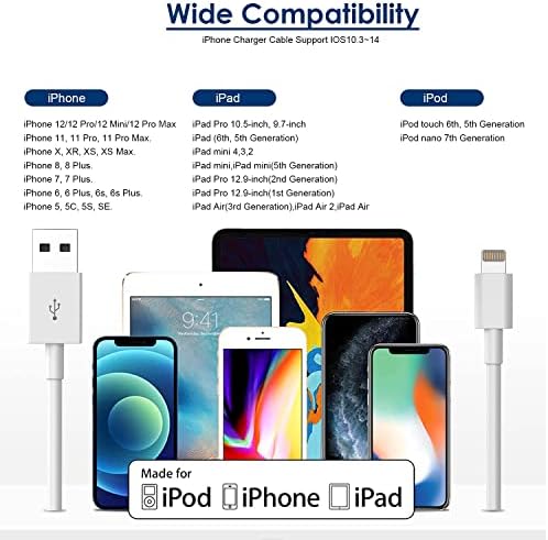 Maximize Your Charging Efficiency with 10 ft MFi Certified i Phone Lightning Cable & USB Wall Charger – Fast Data Sync & Dual Pack for i Phone 13, 12, 11 Pro Max, SE 2020, and More – Perfect Travel Companion for Ultimate Connectivity