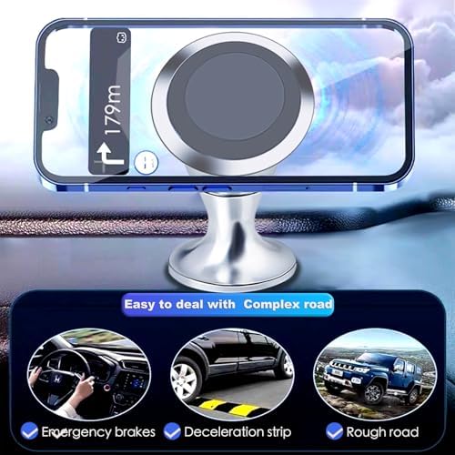 Revolutionary 360° Aluminum Magnetic Phone Holder for Car Dashboard – Universal Compatibility with i Phone 16 Pro/15/14/13/12, Samsung & Tablets – Ultimate Stability and Stylish Design for Safe Navigation on the Road