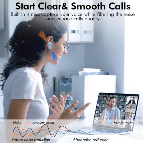 Kurdene Bluetooth 5.3 Wireless Earbuds – Stylish Pink Deep Bass Earphones with 48-Hour Playtime, Sweatproof Design for Active Lifestyles, Crystal-Clear Call Quality, and Ultra-Lightweight Comfort for On-the-Go Audio Excellence