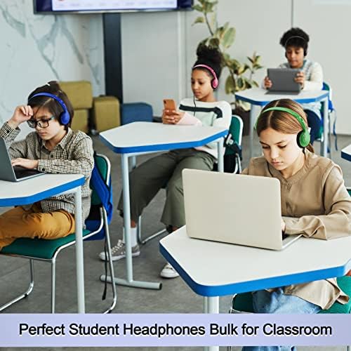 Yunsailing 30 Pack Colorful Classroom Headphones for Kids – Durable On-Ear Adjustable Earphones with Universal 3.5 mm Jack – Essential Bulk Headsets for Engaging Learning and Interactive Activities in Educational Settings