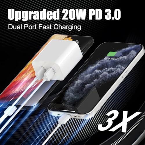 Rapid Charge Dual-Port 20 W USB C Adapter with 10 FT Cable – Essential Fast Charging Hub for i Phone 16 Series, i Pad Pro & Samsung Galaxy – Compact Travel-Friendly Power Solution for Multi-Device Use