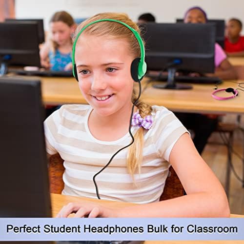 Yunsailing 30-Pack Classroom Headphones – Lightweight & Durable On-Ear Headsets with 3.5 mm Jack for Engaging Learning – Cheerful Light Yellow Color for Students and Teachers in Educational Settings