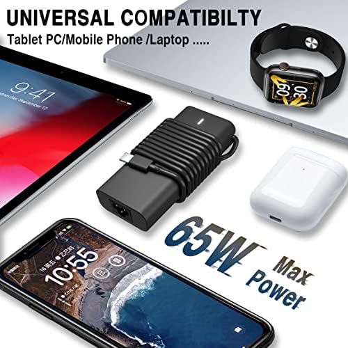 Sleek 65 W USB-C Laptop Charger for Dell Latitude, Inspiron & Chromebook Models – Ultra-Compact Power Adapter with Enhanced Compatibility and Rapid Charging for Seamless Productivity – Ideal Replacement for XPS 13, 2-in-1 Devices, and More – Lightweight Design for On-the-Go Professionals and Students