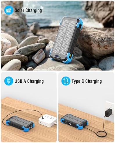 High-Capacity 42800 m Ah Solar Power Bank – Ultimate Outdoor Portable Charger with Wireless Fast Charging & Dual LED Flashlights for i Phone, Samsung, and More – Eco-Friendly Energy Solution Designed for Adventure Seekers