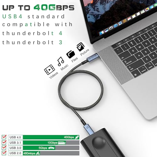 High-Performance USB C Thunderbolt 4 Cable: 240 W Power Delivery, 40 Gbps Data Transfer, and 8 K Video Output at 60 Hz – 5 ft Durable Connector for Quick Charging and Seamless Device Integration – Perfect for Tech Professionals and Enthusiasts