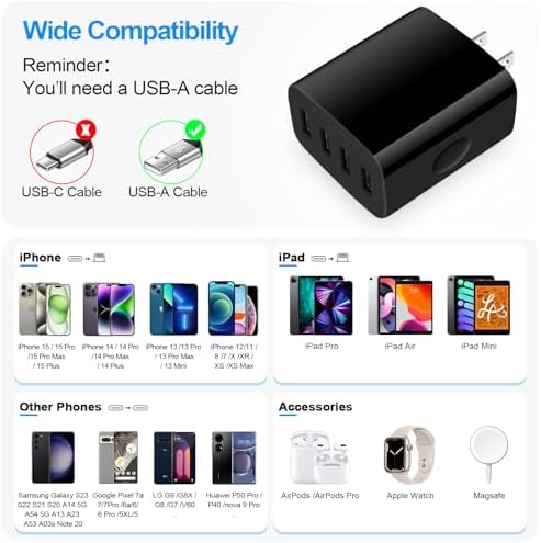 Dual USB Wall Charger 2-Pack – Rapid Charge Block for i Phone, Samsung Galaxy & Google Pixel – Universal Compatibility Power Adapter for Home, Office, and Travel – Fast Charging Technology with Compact Design – Reliable Multi Plug Outlet Solution for All Your Devices