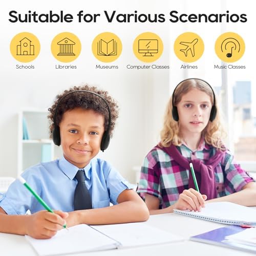 Premium Classroom Headphones 10-Pack for Kids & Teens – Adjustable 3.5 mm Jack Earphones for Enhanced Learning Environments – Comfortable, Durable Design for School, Libraries, and Group Activities – Immerse in Quality Audio for Educational Success