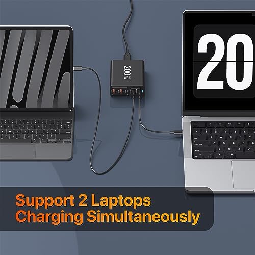 Power Up Your Productivity with the Ultimate 210 W USB-C Fast Charging Hub: Versatile 8-Port Ga N Charging Station with PD 65 W Adapter for Seamless Compatibility Across Mac Book, Dell Laptops, i Phone 16/15, and Galaxy S22/S23 – Your Essential Power Solution for Home and Office Efficiency