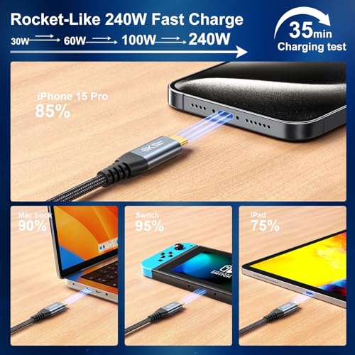 (3-Pack 5FT) 40Gbps USB C for Thunderbolt 4 Cable, [8K@60Hz/Dual 4K@60Hz] USB C Monitor Cable, 40Gbps Data Transfer, USBC Video Cord, 240W Charging for iPhone 16,Samsung,MacBook,iPad,Lenovo,SSD,KYY – Enhanced Compatibility and Speed