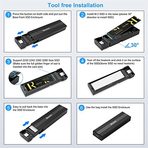 Ultra-Fast M.2 SSD Portable Hard Drive Enclosure – USB 3.1 Type-C (10 Gbps) Compatible with NVMe & SATA SSDs for Mac Book – Elegant Black Design for Enhanced Data Security and Versatile Storage Solutions