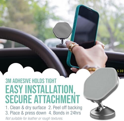 Elevate Your Driving Experience with the Smartish Mag Safe Car Mount – Mountaineer | Premium Magnetic Phone Holder for i Phone 16/15/14/13/12 | Extra Strength Adhesive for Secure Dashboard Mounting | Stylish Beige Design with 360-Degree Rotation for Optimal Viewing | Perfect Accessory for Seamless Connectivity and Navigation