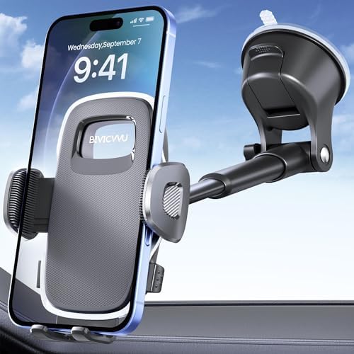 Universal 360° Adjustable Car Phone Holder with Telescopic Arm – Secure Suction Cup Mount for Dashboard and Windshield, Perfect for All Smartphones (4.8-7″) – Hands-Free Navigation and Enhanced Safety Drive Solution