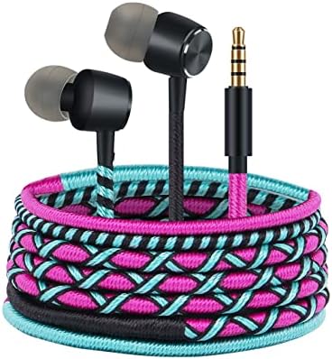 URIZONS Vibrant Rainbow Wired In-Ear Earbuds – Premium Tangle-Free Headphones with Built-in Microphone for Seamless Connectivity with Laptops, Tablets, and Smartphones – Ideal Gaming and Music Companion for Extended Comfort and Sonic Clarity