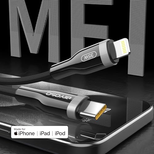 Fast Charging USB C to Lightning Cable | Apple MFi Certified 35 W Charger for i Phone 14, 13 Pro Max & i Pad | 1.2 m Zinc Alloy Braided Cord | High-Speed Data Sync & Durable Design for Ultimate Performance