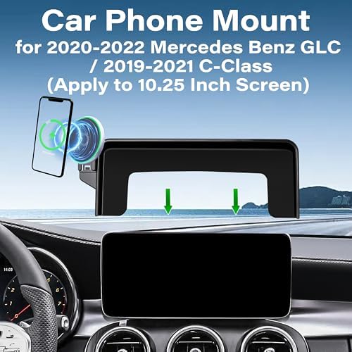 Car Phone Holder for 2020-2022 Mercedes Benz GLC / 2019-2021 C-Class Accessories Apply to 10.25 Inch Touch Screen 15W Fast Wireless Charger Screen Fixed Clip Cell Phone Mount – Enhanced Compatibility and Speed