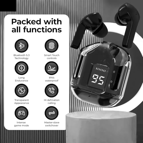 Unleash Your Audio Potential with Air31 TWS True Wireless Earbuds – Advanced Bluetooth 5.3 Connectivity, IPX7 Waterproof Rating for Ultimate Durability, and Hi-Fi Sound for Gaming, Sports, and Seamless Calling – Ergonomically Designed in Sleek Black for Comfort and Style