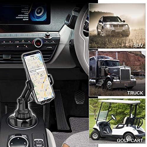 Wix Gear Enhanced Cup Holder Phone Mount – Adjustable Long Neck for Optimal Viewing, Universal Fit for i Phone, Samsung, Google & More – Durable Hands-Free Car Accessory with Expandable Side Arms for Safe Navigation and Music Enjoyment