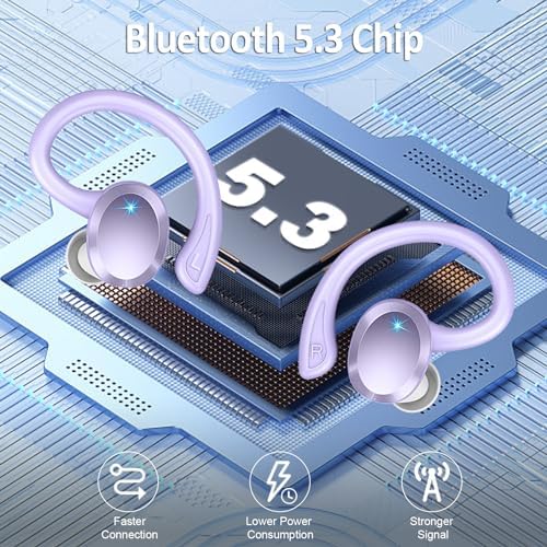 Premium Bluetooth 5.3 Wireless Earbuds – IP7 Waterproof Sport Headphones with 48-Hour Battery Life, Noise-Cancelling Mic, and 3 D Hi-Fi Stereo for Ultimate Workout Performance – Perfect for Running and Gym Enthusiasts