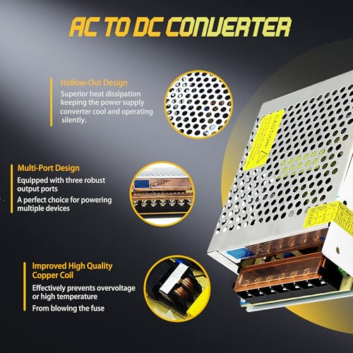 High-Performance 600 W AC to DC Power Adapter – Universal 110 V/220 V Input to Stable 12 V Output – Perfect for LED Lighting, CCTV Surveillance, and RV Power Solutions – Robust 50 A Switching Regulator for Dependable Energy Delivery and Enhanced Device Compatibility