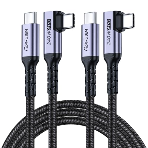 Right Angle Short USB 4 Cable Duo [1.5 FT] – 240 W Fast Charging & 40 Gbps Data Transfer with 8 K Video Support for i Phone 16, Mac Book & Galaxy S23 – Ideal for Compact Spaces and Enhanced Connectivity