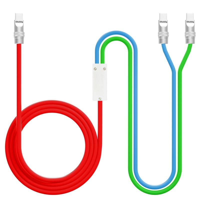 Chubbycable High-Speed 2-in-1 USB C Charging Cable – 100 W Versatile Power Solution for USB-C & USB-A Devices, 4.2 FT Durable Silicone Design in Chic Blue for Effortless Charging & Rapid Data Transfer at Home, Office, or On-the-Go