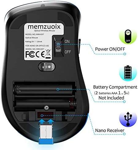 Upgrade Your Workflow with the Memzuoix 2.4 G Wireless Mouse – Ergonomic and Portable 1400 DPI USB Mouse for Laptop, PC & Desktop | 5 Customizable Buttons for Ultimate Control | Ideal for Professionals and Casual Users Alike