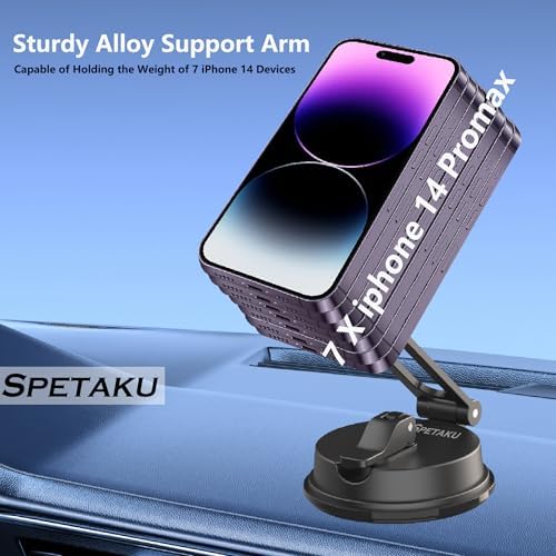 Revolutionary Magnetic Car Phone Holder for Magsafe i Phone 12-16 Series | 360-Degree Rotating Dashboard & Windshield Mount | Universal Cellphone Cradle with Foldable Alloy Design | Dual Vacuum & Adhesive Mounting for Ultimate Stability and Hands-Free Navigation