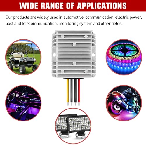 Nilight 48 V to 12 V Waterproof DC Voltage Converter – High-Efficiency 240 W Regulator for Golf Carts & Electric Scooters – Reliable Step-Down Power Supply with Overcurrent Protection and Easy Installation for Enhanced Energy Performance