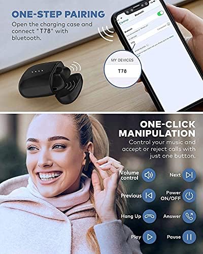 Elevate Your Sound Experience with Premium Bluetooth 5.0 Wireless Earbuds – Noise-Cancelling, IPX8 Waterproof, and Fast-Charging In-Ear Headphones for Crystal Clear Audio on Apple, Samsung, and Android Devices (Black) – Ultimate Comfort and Durability for Everyday Adventures