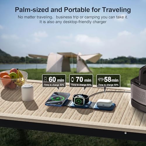 UCOMX Foldable 3-in-1 Wireless Charging Station: Ultimate Travel Charger for i Phone 12-16 Pro Max, Apple Watch Series 3-Ultra, and Air Pods Pro – Rapid Nano Technology for Fast, Safe Charging & Clutter-Free Convenience