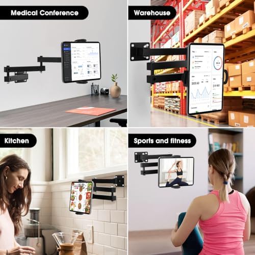 Versatile 360° Rotating Tablet Wall Mount Holder for Devices 4-12.9 Inches – Ideal i Pad Pro, Air, Mini & Samsung Galaxy Compatibility for Seamless Home & Office Use – Hands-Free Solution for Cooking, Video Calls, and Workouts – Stylish & Durable Design for Enhanced Productivity
