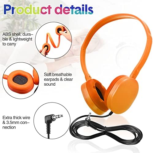 Elevate Classroom Engagement with Konohan Kids Headphones – Bulk 18-Pack Adjustable Wired Earphones for Students, Teens, and Adults, Offering Universal 3.5 mm Compatibility and Superior Sound Quality – Durable and Comfortable for All Learning Environments