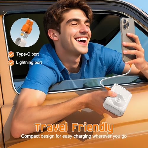 Compact Magnetic Power Bank – P05 Portable Charger with 10000 m Ah Capacity for Fast Wireless Charging, Built-in Cable & Foldable Plug – Perfect Travel Companion for i Phone, Samsung & Android Devices