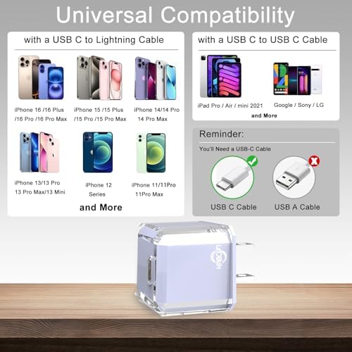 20 W USB C Fast Charger Block for i Phone 16/15/14/13 Series – Compact PD 3.0 Wall Adapter with No Cord Design for Ultimate Portability and Rapid Charging Efficiency