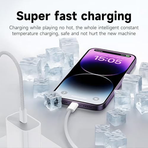 20 W Dual Pack Fast Charger for Apple Devices – Ultimate Rapid Power Solution for i Phone 16, Air Pods Pro 2 nd Gen, i Pad 11 A16 & More – Durable USB Type C Woven Cable for Home & Travel Efficiency