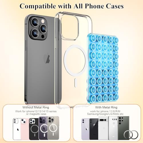 MGLK Silicone Suction Phone Case Magnetic Mount – Hands-Free, Strong Grip Holder for Selfies and Videos – Durable, Easy to Use – iPhone and Android Compatible for iPhone 15/14/13 Pro Max (Pink) – Enhanced Compatibility and Speed