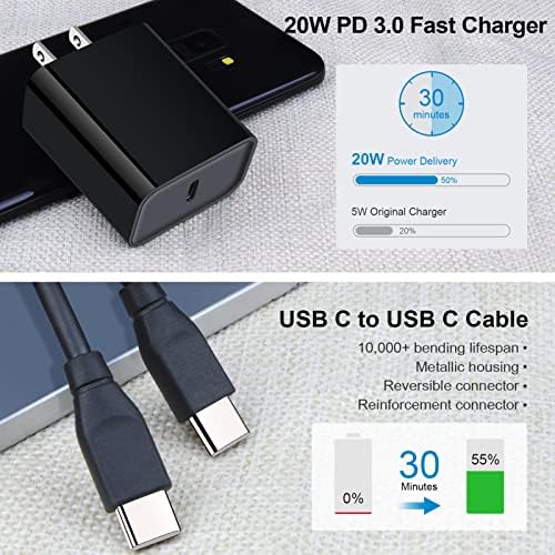 20 W USB C Fast Charger with 6 ft USB C to C Cable – Rapid Charging Solution for Samsung Galaxy S25 Ultra, S24 FE, Pixel 9, and More – Compact, Durable, and Travel-Friendly Charger to Power Your Android Devices Efficiently