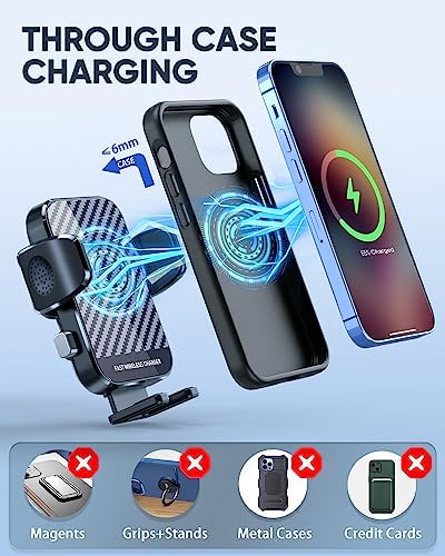 Ultimate 15 W Fast Wireless Car Charger & Phone Mount – Seamless Dashboard & Windshield Holder for i Phone 14/13/12 Mini/Pro Max/11/XR/XS/X & Samsung Galaxy S23 Ultra/S22/S21+/S10+/Note 20 – Enhanced Compatibility, Safety Features & One-Handed Operation for Unmatched Convenience on the Go