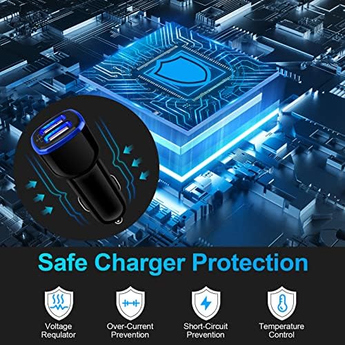 6 Pack High-Speed Dual Port USB Lighter Plug Adapter for Cars – Universal 12 V USB Charger Compatible with i Phone 15 to 6, i Pad and Samsung Galaxy S Series – Rapid Charge Your Devices on the Go with Safety Features and Compact Design