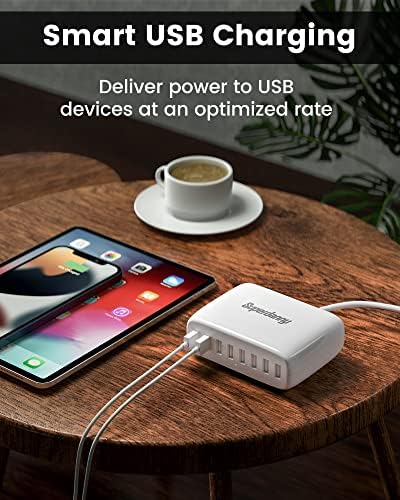 High-Efficiency 8-Port USB Charging Station by SUPERDANNY – Compact Multi-Device Hub for i Phone, i Pad, Galaxy, Air Pods & More – Advanced Safety Features for Fast, Reliable Charging in Home or Office Environments