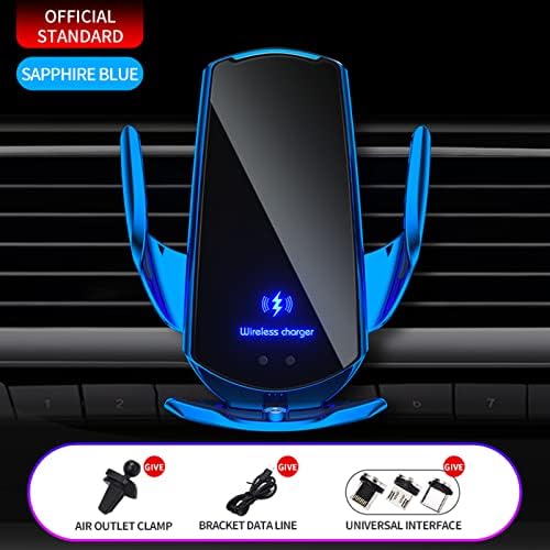 Discover Effortless Charging On The Go with Our 15 W Wireless Car Charger – Auto-Clamping Vent Mount for Secure Smartphone Holder – Fast Charging Solutions for All Vehicle Interiors (Blue) – Enhanced Compatibility with Leading Brands and Safe Usage Features