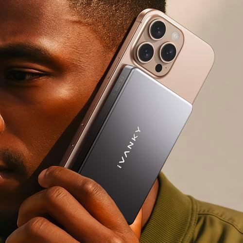 IVANKY Ultra Slim Mag Safe Portable Charger – 5000 m Ah Card-Thin Wireless Power Bank for i Phone 12-16 Pro Max | Fast Charging Qi-Certified Magnetic Battery Pack with Temperature Control for Ultimate Convenience