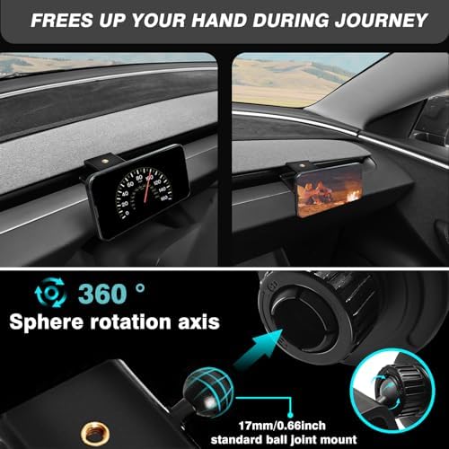 Tesla Model Y & Model 3 Mag Safe-Compatible Dashboard Phone Holder – 360° Adjustable Cradle for All Smartphones & Tablets – Secure 1/4 Screw Mount for Ultimate Safety and Accessibility – Essential EV Accessory for Hands-Free Navigation and Optimal Driving Experience