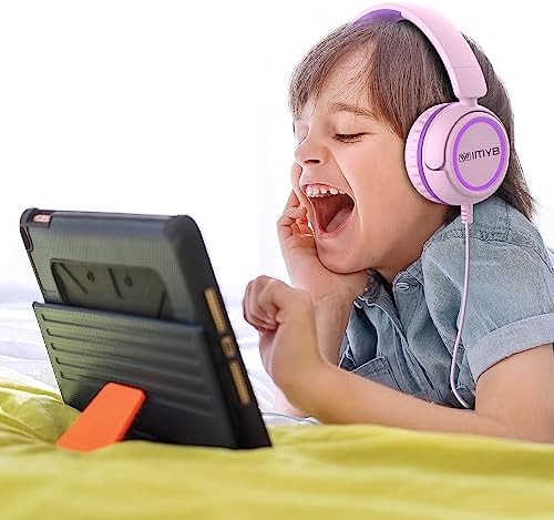 Ultimate Comfort V1 Kids Wired Stereo Headphones – Adjustable, Foldable, and Tangle-Free On-Ear Design in Vibrant Pink – Perfect for School, Travel, and Leisure with i Pads, Tablets, and Phones – Engaging Sound Experience Designed for Young Listeners – Ideal for Boys and Girls