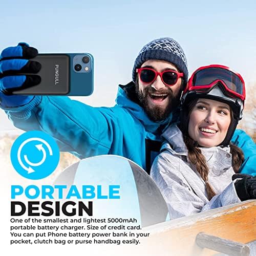 Ultra-Slim 5000 m Ah Portable Power Bank with Built-In Charging Cable – Compact and Lightweight USB-C Compatible External Battery for i Phones and Air Pods – High-Speed 5 V 2.1 A Charging for On-the-Go Convenience and Reliability