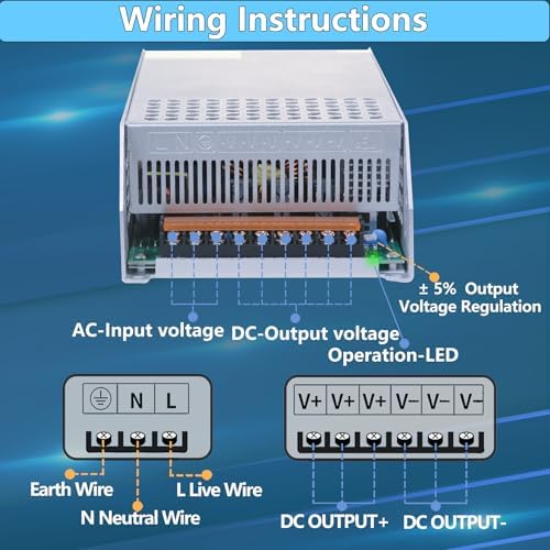 High-Performance 600 W 36 V DC Power Supply Converter – Versatile 110 V AC to 36 V Switching Transformer for Winches, Car Jacks, CCTV Systems & More – Exceptional Reliability with Advanced Safety Features and Compact Design for High-Demand Applications