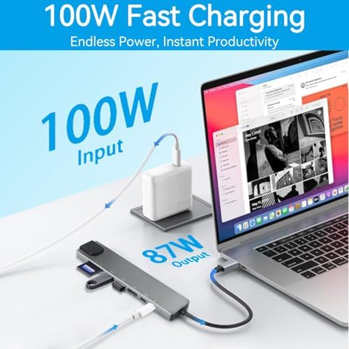 Elevate Your Workflow with the USB C to Dual HDMI Adapter – Ultimate Type C HDMI Splitter for Dual Monitor Setups, Featuring Fast USB 3.0 Hub and 100 W Power Delivery for Mac Book, Dell XPS, HP, Surface & Chromebook – Ideal for Multitasking and Professional Use